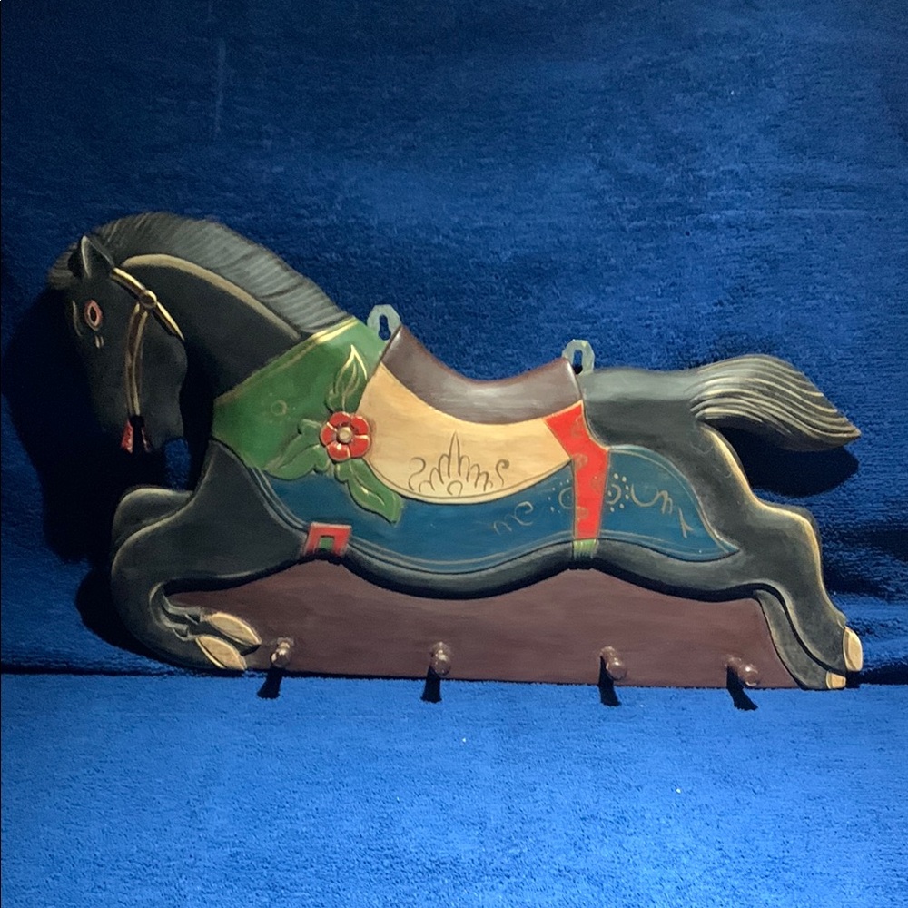 Folk Art Carosel Horse Peg Hook